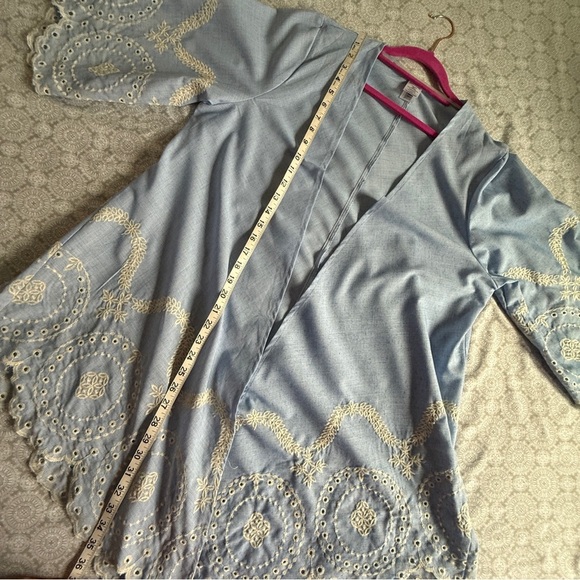 Time and Tru Embroidered Eyelet Kimono Cardigan Oversized S/M - Picture 7 of 7